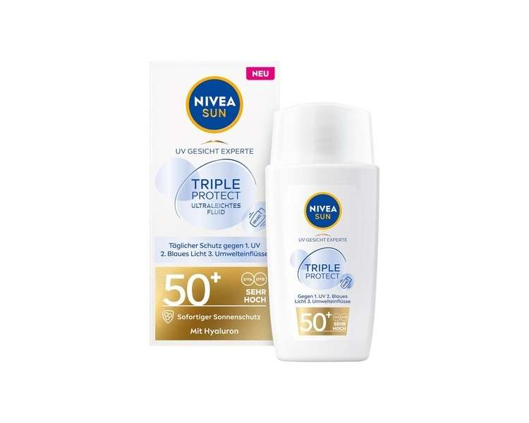 NIVEA SUN Sunscreen with SPF 50+ Triple Protect Sun Protection Fluid 40ml