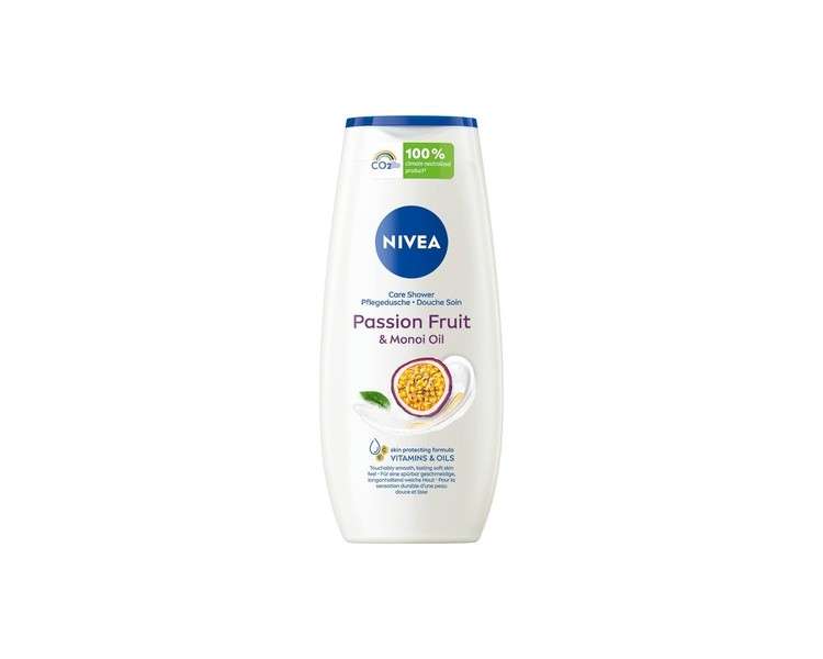 NIVEA Passion Fruit Shower Gel 250ml pH-neutral Shower Gel with Natural Monoi Oil Moisturizing Cream Shower Gel with Delightful Passion Fruit Scent