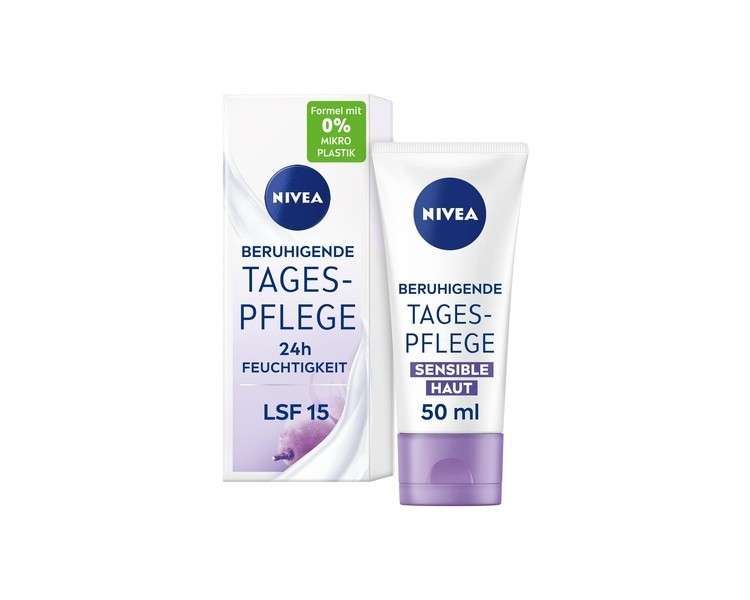 NIVEA Soothing Day Care 24h Moisture SPF 15 Fragrance-Free Face Cream for Sensitive Skin with Grape Seed Oil