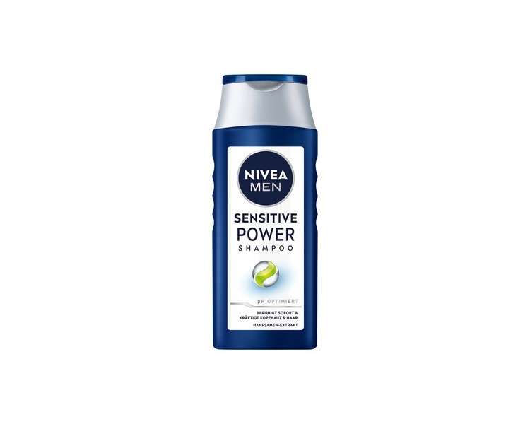 NIVEA MEN Sensitive Power Shampoo 250ml with Hemp Seed Extract for Daily Use