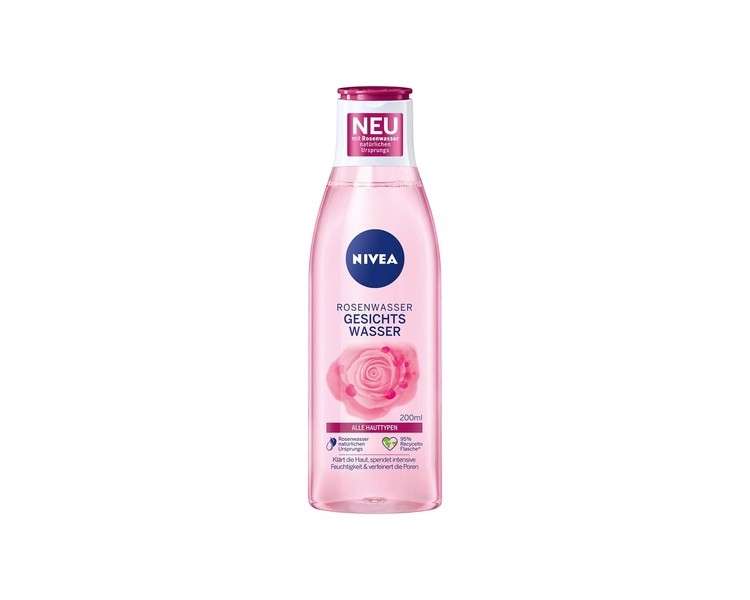 NIVEA Rosewater Facial Toner 200ml Refreshing Facial Toner with Rose Water Natural Origin Clarifying Facial Care for All Skin Types