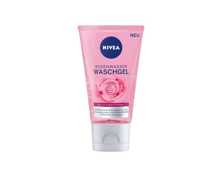 Nivea Rose Water Wash Gel 150ml Facial Cleansing with MicellAIR Technology and Natural Rose Water