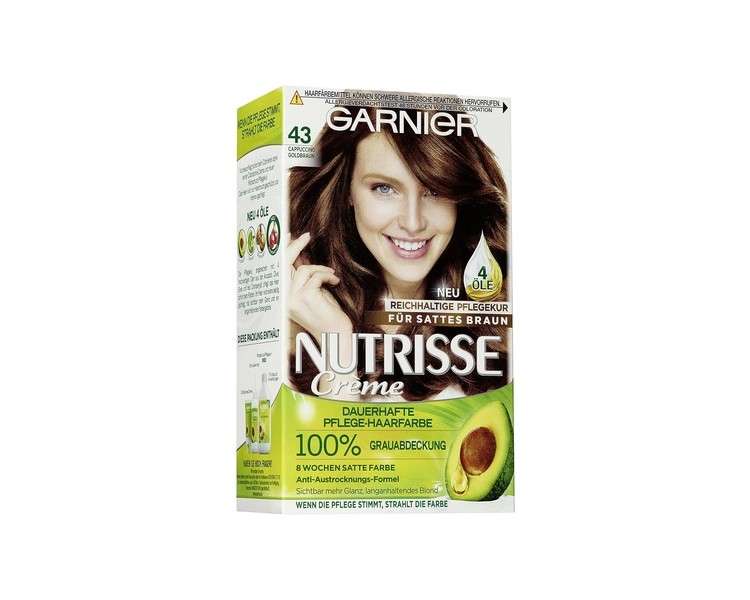 Garnier Nutrisse Creme Intensive Coloration with Fruit Oil Hair Dye Avocado Oil Golden Brown Longer Color Shine