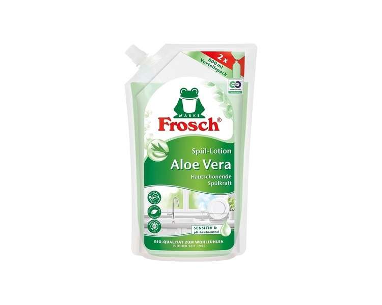 Frosch Aloe Vera Rinse Lotion Sensitive Hand Dishwashing Liquid Refill Bag 800ml