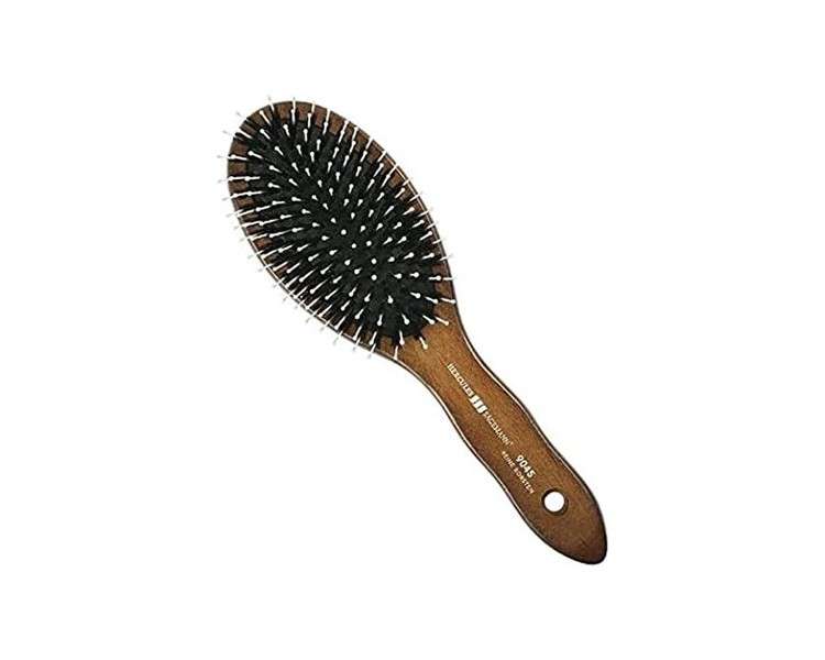 Hercules Sägemann 9045 Paddle Brush Nourishing Natural Hair Boar Bristle with Polyamide Pins Dark Wood