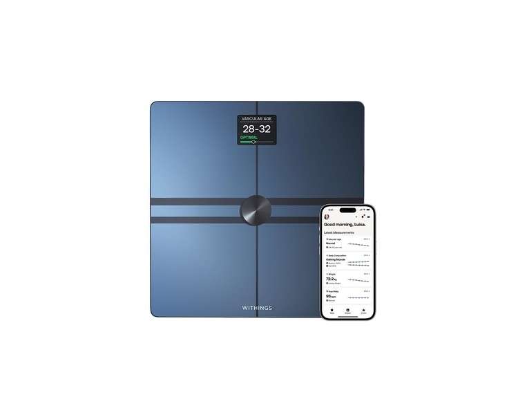 WITHINGS Body Comp Scale for Body Weight and Complete Body Analysis with Wi-Fi and Bluetooth Color Screen and Accurate Visceral Fat and Heart Health - Compatible with Apple Health Black