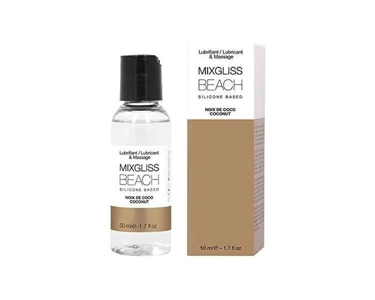 MIXGLISS BEACH Premium 2-in-1 Coconut Massage Oil and Silicone-Based Lubricant 50ml White