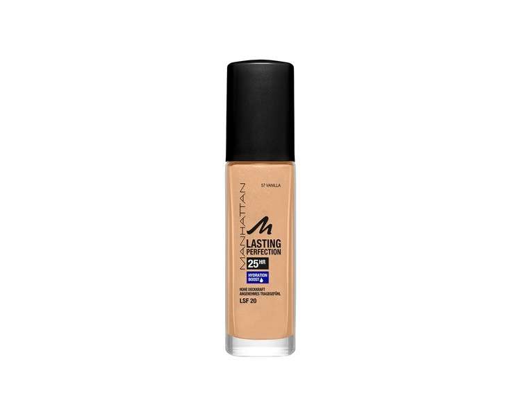 Manhattan Lasting Perfection 25 Hour Make-Up Vanilla 57 Moisturising Foundation 30ml