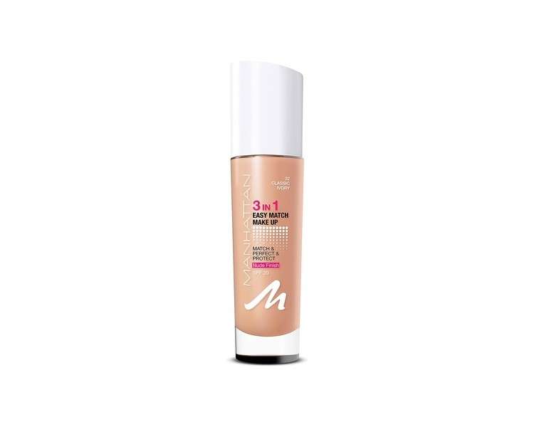 Manhattan 3in1 Easy Match Make-up Liquid Foundation with SPF 20 30ml - Classic Ivory