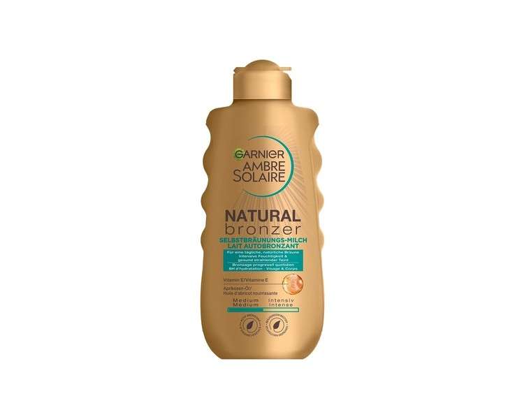 Garnier Self-Tanning Milk Ambre Solaire Natural Bronzer Lotion for a Natural and Stain Free Tan 200ml