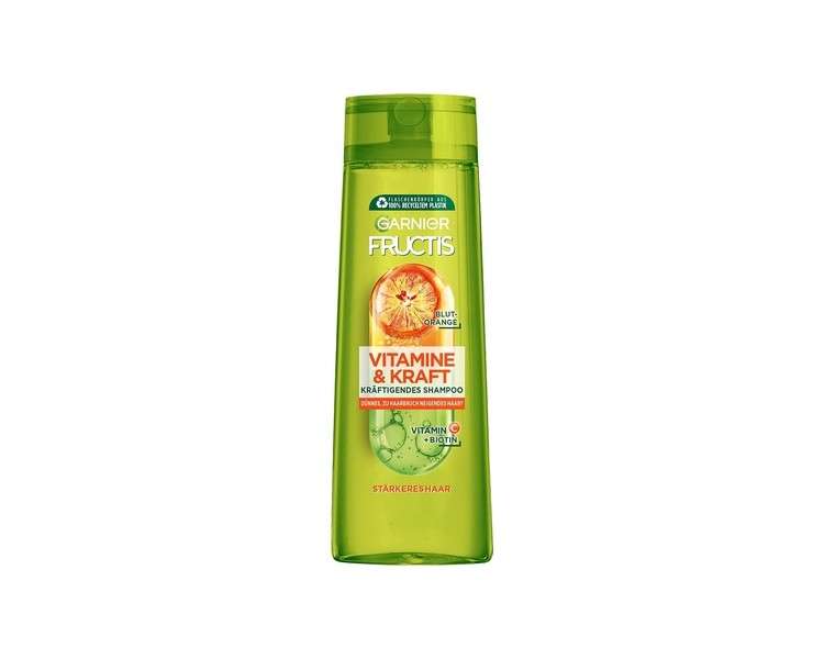 Garnier Fructis Vitamins & Strength Strengthening Shampoo with Blood Orange, Vitamin C Derivative and Biotin 300ml