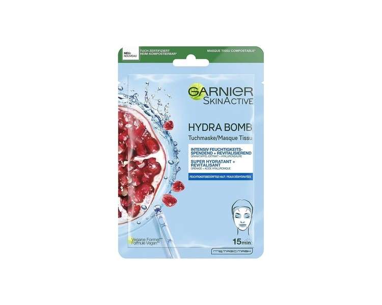 Garnier Face Mask for Moisture-Deprived Skin Revitalizing and Moisturizing with Hyaluronic Acid and Pomegranate Extract Hydra Bomb 28g