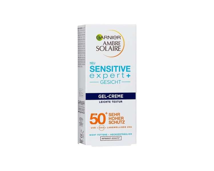 Garnier Ambre Solaire Sensitive Expert+ Face Gel Cream with SPF 50+ 50ml