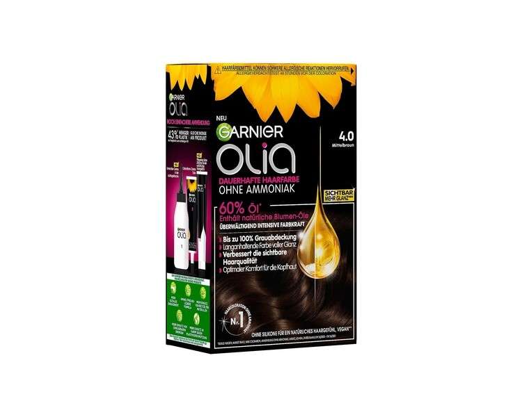 Garnier Olia No. 4.0 Medium Brown Permanent Hair Color with Intense Color Power 60.00g