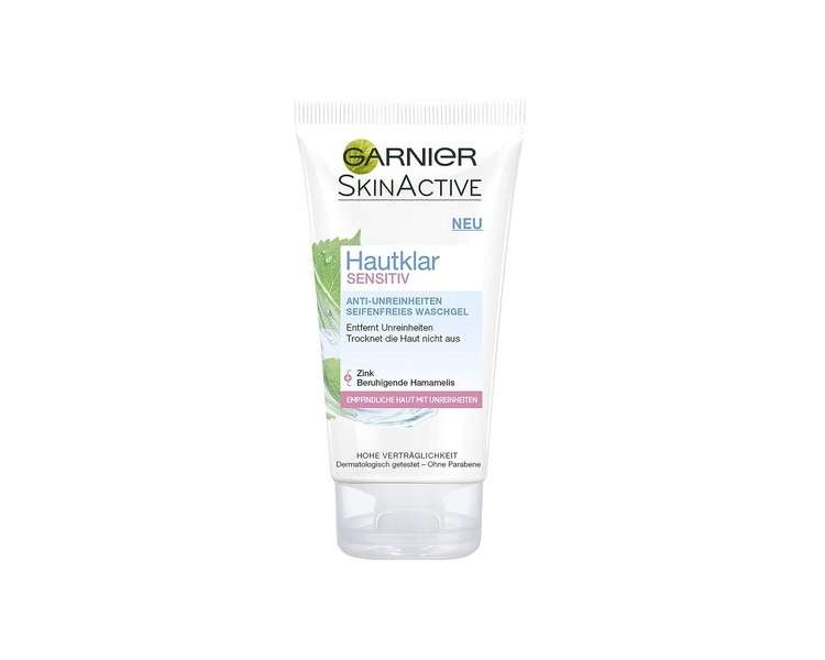 Garnier Gentle Cleansing Face Wash for Sensitive Skin with Zinc and Witch Hazel 150ml