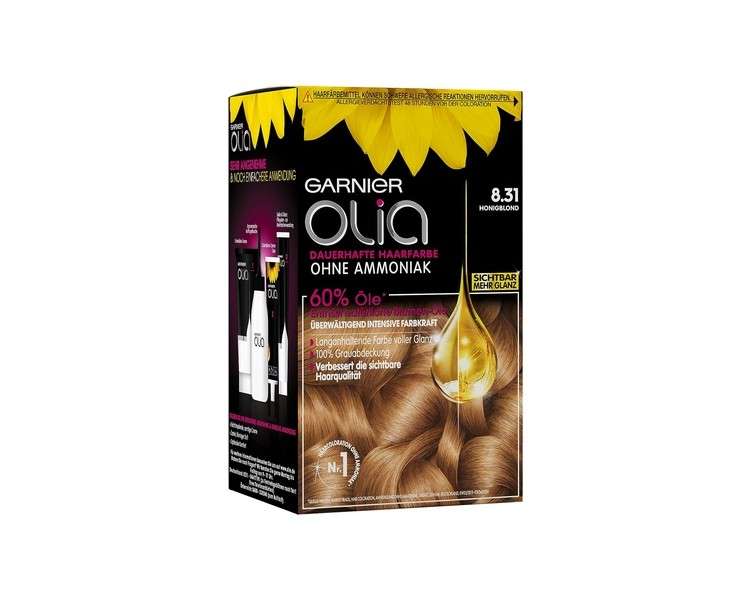 Garnier Olia Hair Colour Hair Dye 60% Flower Oil Deep Colour without Ammonia Honey Blonde