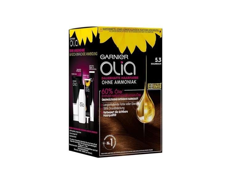 Garnier Olia Permanent Hair Colour without Ammonia with Nourishing and Natural Oils 5.3 Golden Brown 1 Count