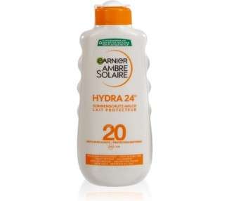 Garnier Sun Protection Milk with SPF 20 UVA/UVB Sunburn and Premature Skin Aging Waterproof and Non-Greasy Formula Ambre Solaire Hydra 24h 200ml