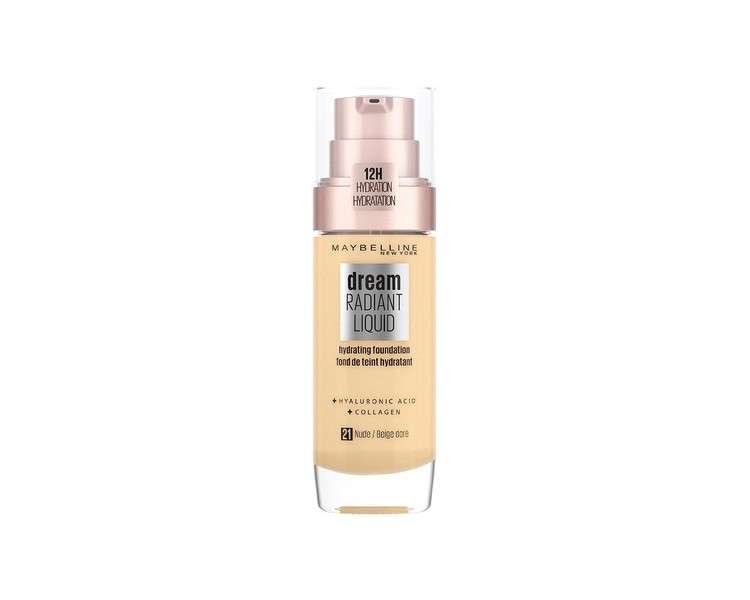 Maybelline Dream Radiant Liquid Hydrating Foundation with Hyaluronic Acid and Collagen 21 Nude