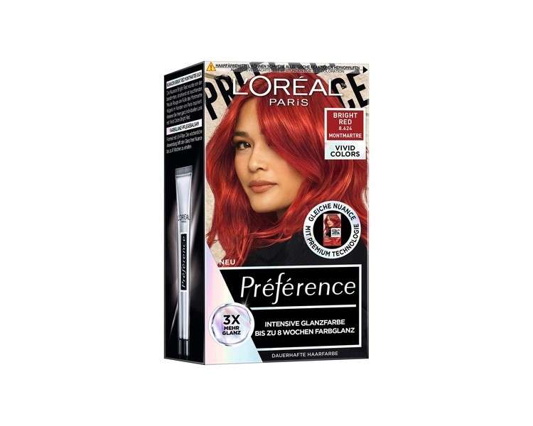 L'Oréal Paris Préférence Vivid Colours 8.624 Bright Red Intense Hair Colour 8 Weeks