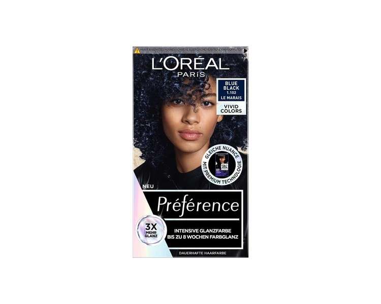 L'Oréal Paris Intensive Permanent Hair Color Preference Vivid Colors 1.102 Blue Black