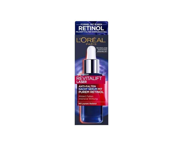 L'Oréal Paris Revitalift Laser Anti-Wrinkle Night Serum with Pure Retinol, Vitamin A, Nourishing Oil and Hyaluronic Acid 30ml