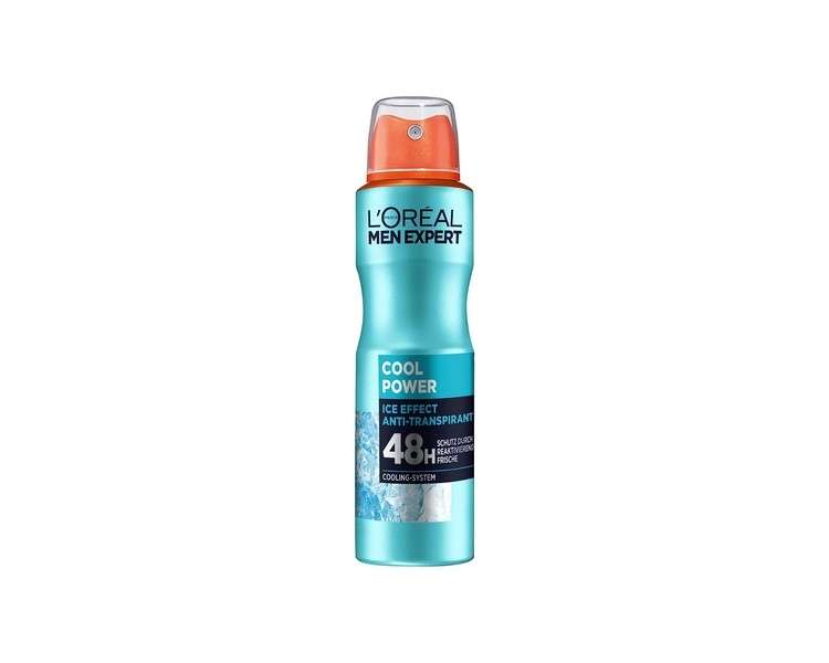 L'Oréal Men Expert Body Care Ice Effect Deodorant Spray for Men with Integrated Cooling System for up to 48 Hours Freshness 150ml