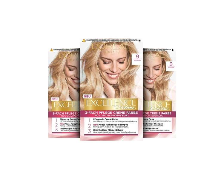 L'Oréal Paris Excellence Cream Permanent Hair Colour 9 Light Blonde 268g