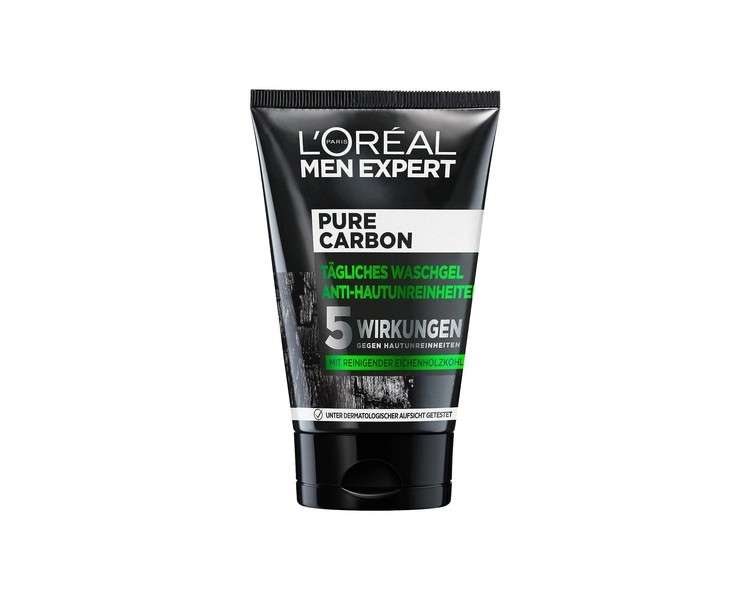 L'Oréal Paris Men Expert Face Wash for Men with Impure Skin Pure Carbon Face Wash Anti-Skin Imperfections 1 x 100ml