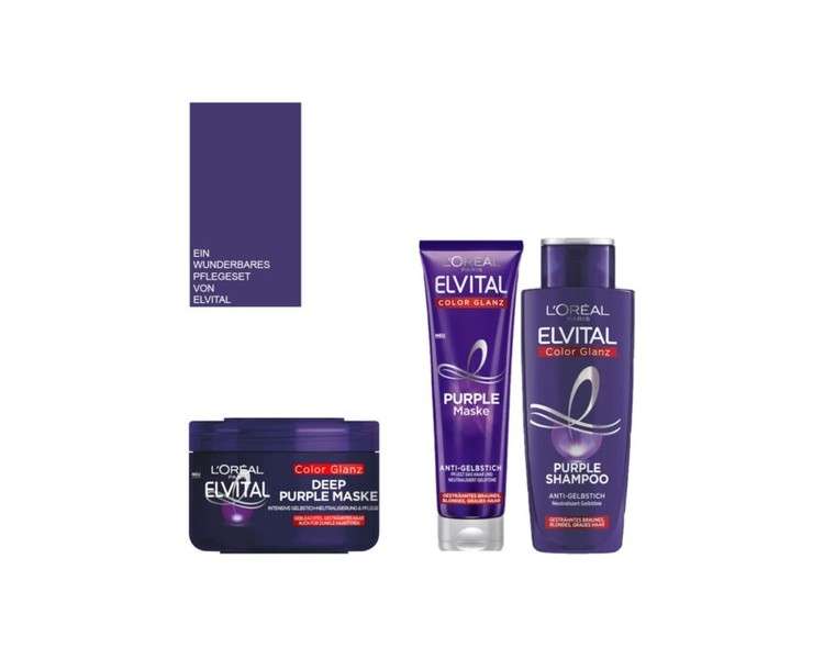 Loreal Elvital Purple Anti-Yellowing Shampoo | Mask | Treatment 1L