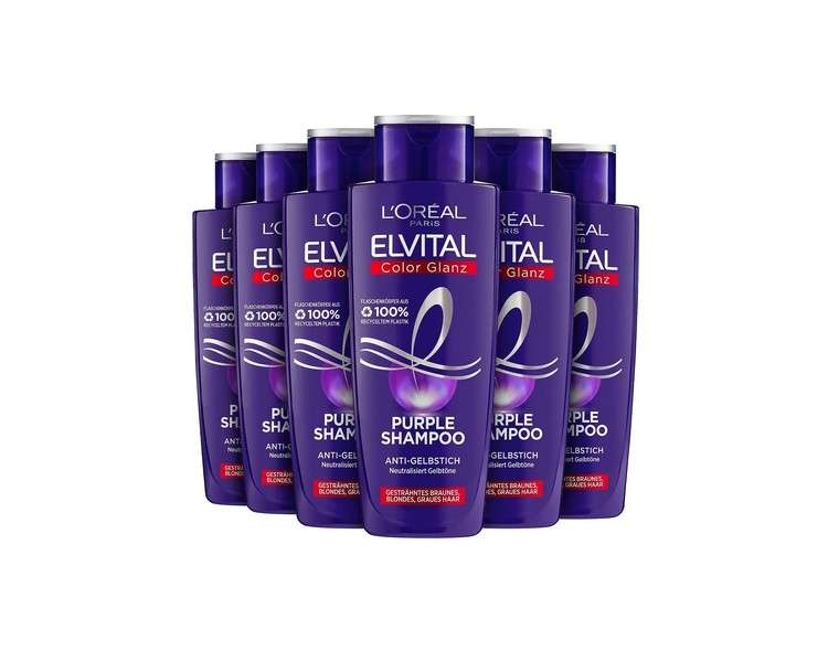 L'Oréal Paris Elvital Shampoo for Blonde, Highlighted, Gray Hair Neutralizes Yellow Tones Color Shine Purple Silver Shampoo for Anti-Yellowing