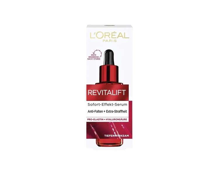 L'Oréal Paris Hyaluron Instant Effect Serum Deep Effective Anti-Ageing Face Care with Hyaluronic Acid and Pro-Elastin Revitalift 30ml