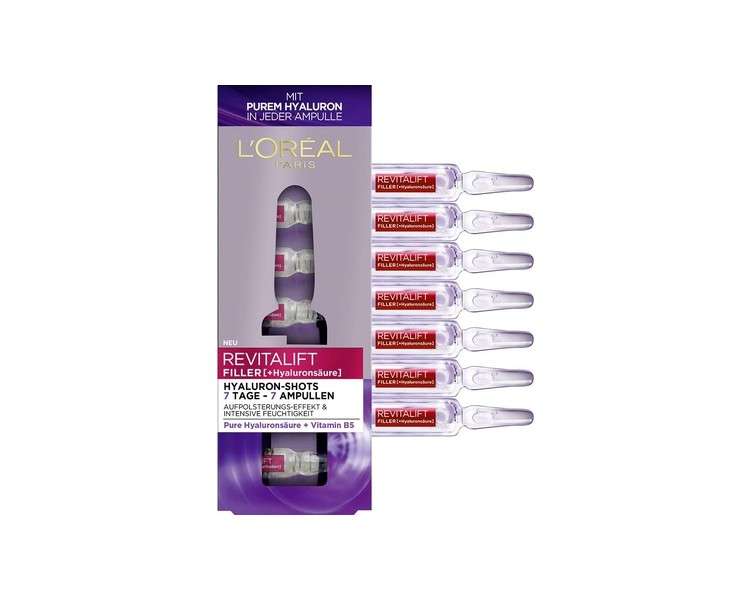 L'Oréal Paris Hyaluronic Ampoules Revitalift Filler Anti-Ageing Face Care 7-Day Treatment with Hyaluronic Acid 7x1.3ml