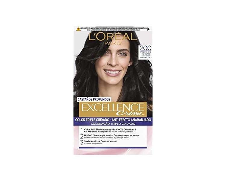 Excellence Brunette Hair Dye 200 True Darkest Brown