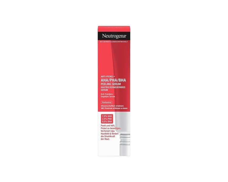 Neutrogena Anti-Pimples + Daily Serum 30ml Skin Clarifying Face Serum with Cleansing Salicylic Acid and 10% AHA/PHA Blend Facial Care Serum Against Disturbing and Stubborn Pimples White