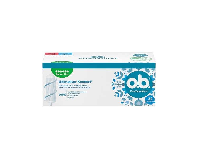 o.b. ProComfort Super Plus Tampons with Dynamic Fit Technology and SilkTouch Surface 32 Pieces