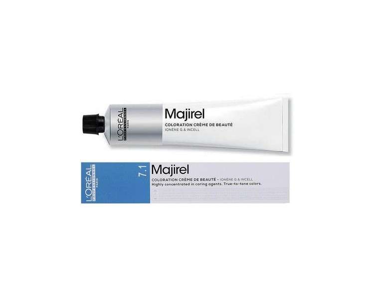 Loreal Majirel 7.1 Mittelblond Ash Cream Hair Color 50ml
