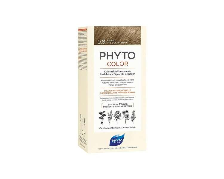Phyto Phytocolor Permanent Hair Color 9.8 Very Light Ash Blonde