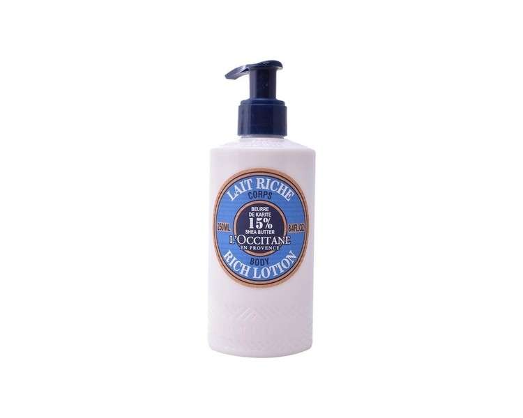 L'OCCITANE Shea Rich Body Lotion 250ml 15% Fair Trade Shea Butter Moisturizer 48 Hour Hydration Luxury Body Care