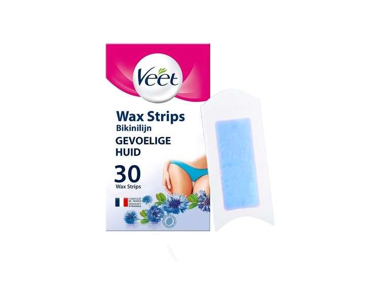 Veet Wax Strips for Underarms and Bikini Line for Sensitive Skin 30 Pieces