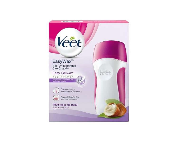 Veet Roll-On EasyWax Kit with 1 heating device + 50mlwax refill +12 strips + 4 post treatment wipes