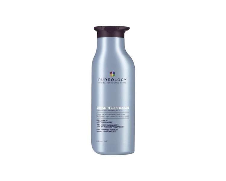 Pureology Strength Cure Blonde Purple Shampoo Restore and Tone for Brassy Blonde Hair Vegan Formulas Sulphate Free Gentle Cleanse Shampoo 266ml