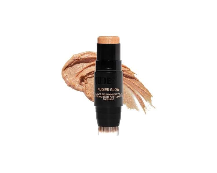 NudeStix Nudies Glow Highlighter Stick with Blending Brush Dewy Cream  Makeup for Cheeks Eyes Lips Soft