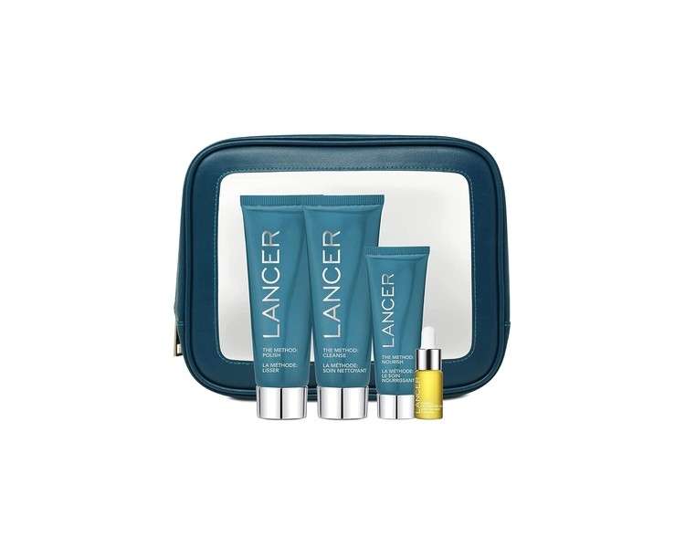 Lancer Skincare The Method Intro Kit 3-Step Anti-Aging Facial Exfoliator Cleanser and Moisturizer for Glowing Skin