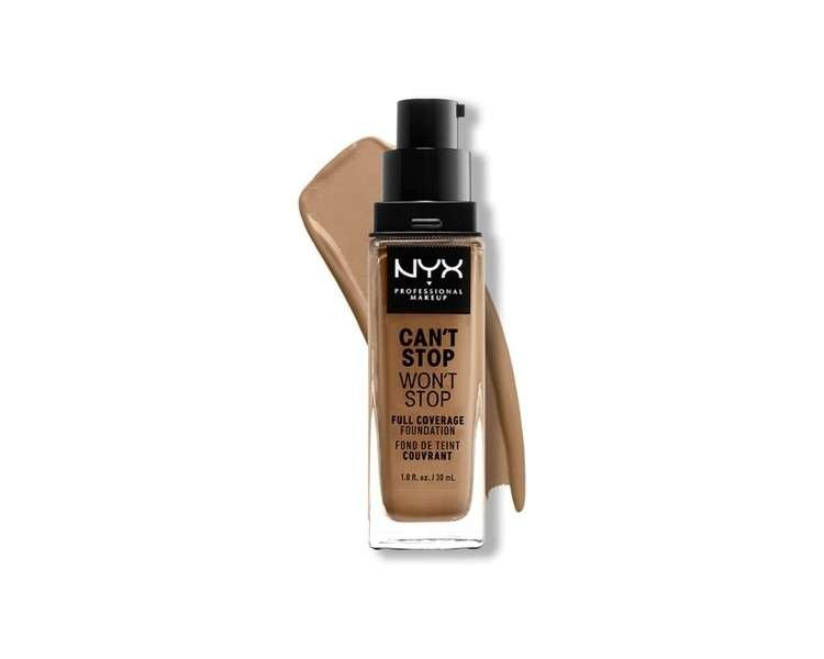 NYX Professional Makeup Can't Stop Won't Stop Full Coverage Foundation Vegan Formula Matte Finish Caramel 15