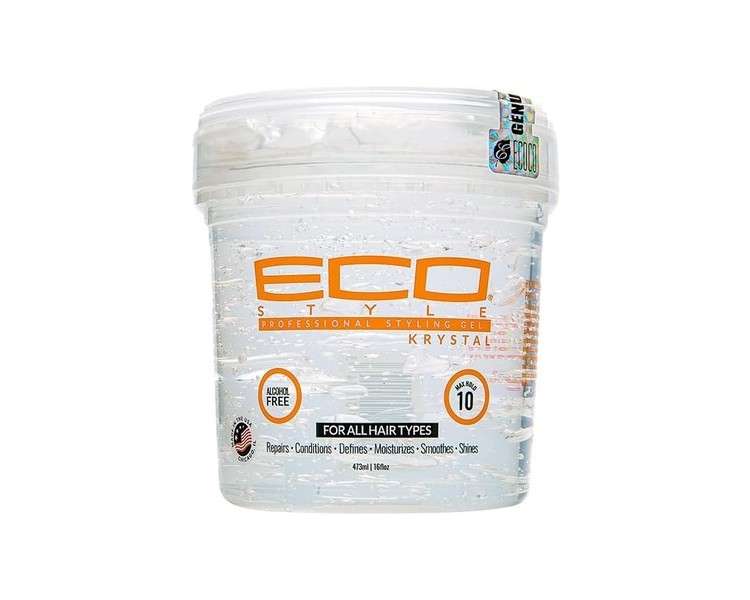 Ecostyle Krystal Styling Gel Clear All Day Hold Alcohol Free Paraben Free Sulphate Free No Flaking Anti-Itch 473ml