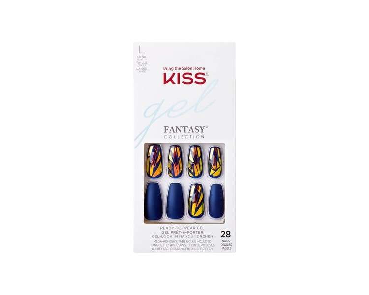 KISS Glam Fantasy Collection Catch My Vibe Special FX Gel Nails 28 False Nails Nail Glue Nail File and Manicure Stick 1 count