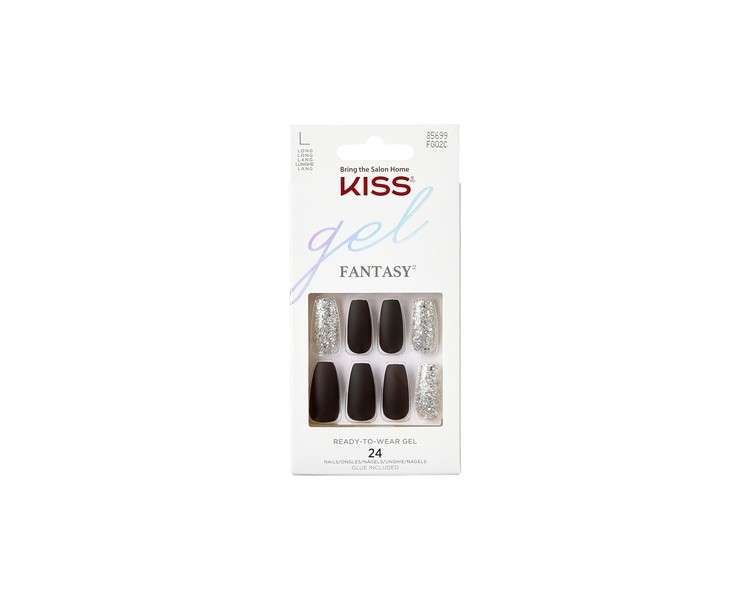 Kiss Gel Fantasy Collection Black/Sparkle Long Length