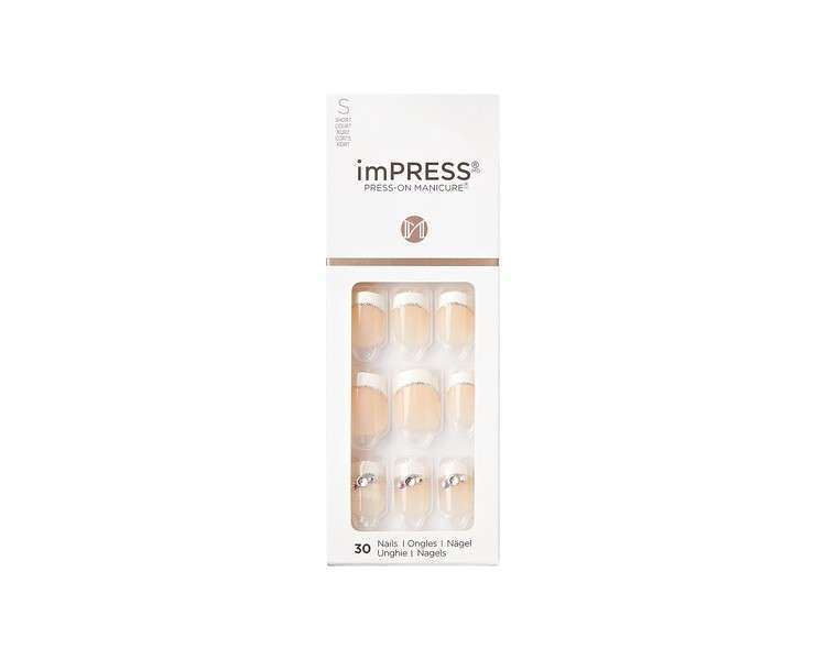 KISS imPRESS Press-On Manicure Believe Short Length Square with PureFit Technology 30 Fake Nails