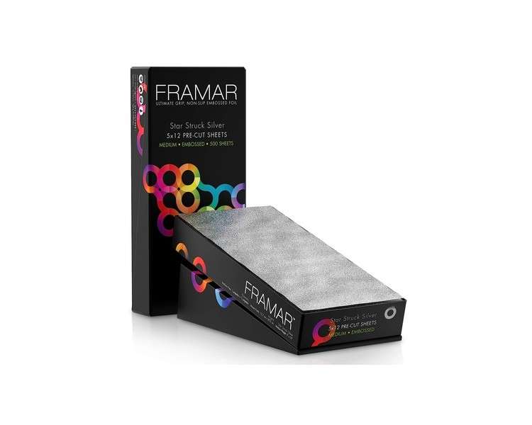 Framar Star Struck Silver Embossed Pre Cut Aluminum Foil Sheets for Hair Highlighting 5x12